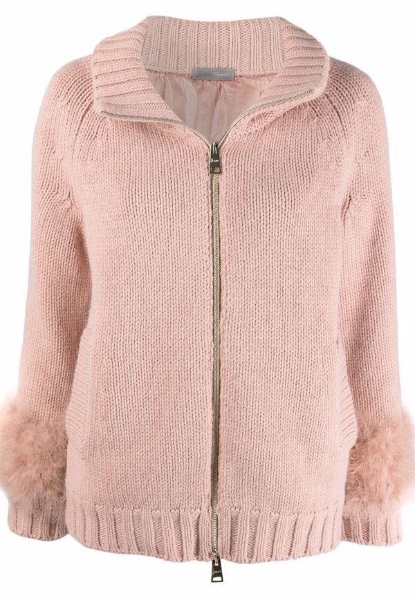 Herno kofta med fjädrar - Rosa