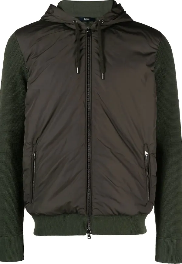 Herno panelled zipped hooded jacket - Grön