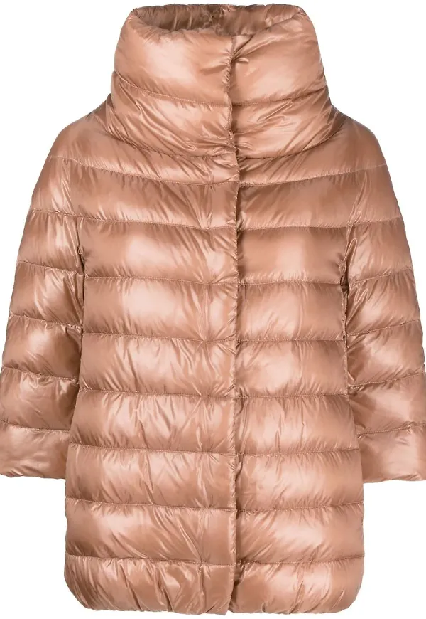 Herno puffjacka med hög krage - Brun