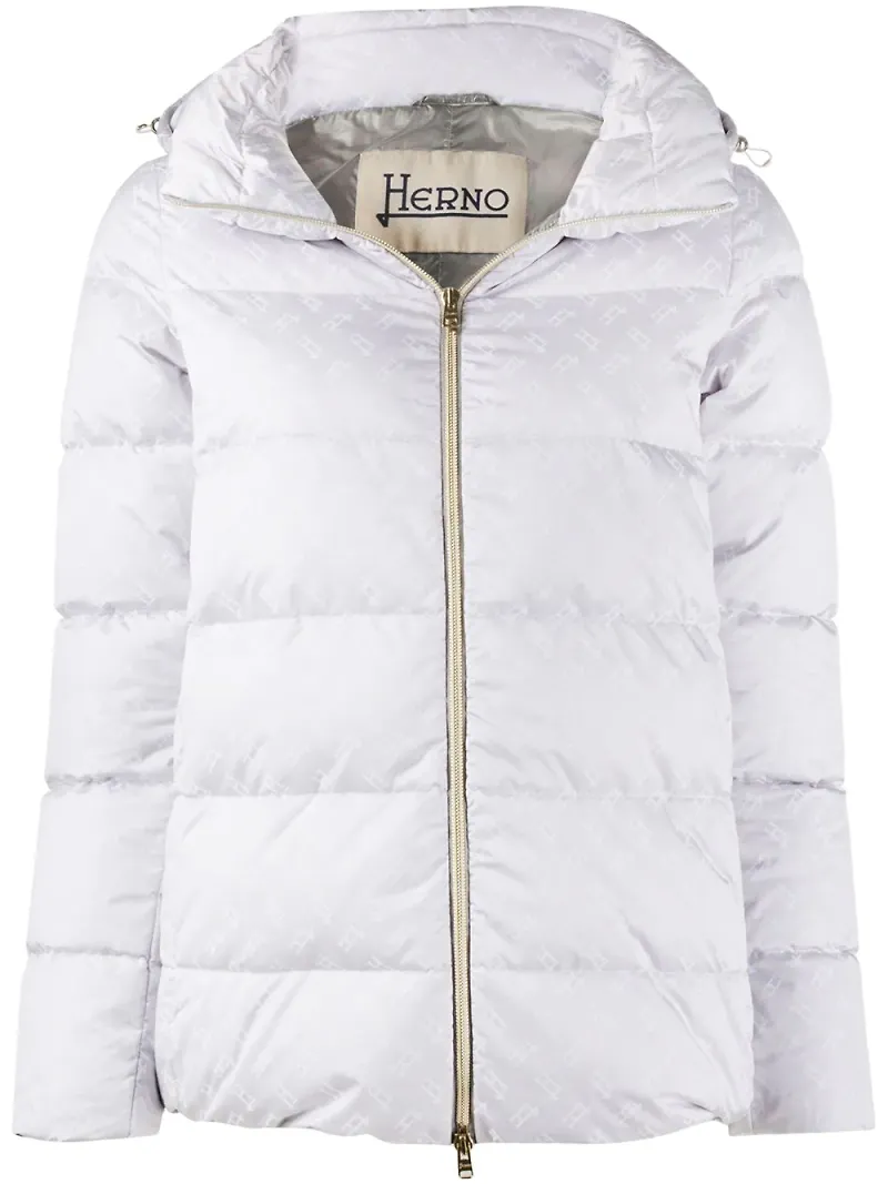 Herno puffjacka med logotyp - Grå