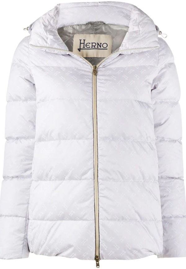 Herno puffjacka med logotyp - Grå