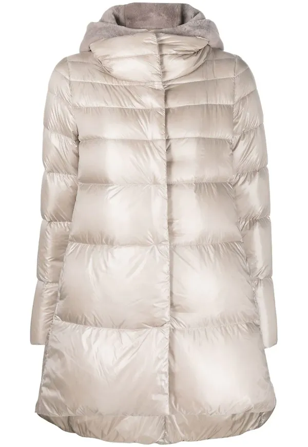 Herno quiltad jacka med huva - Neutral