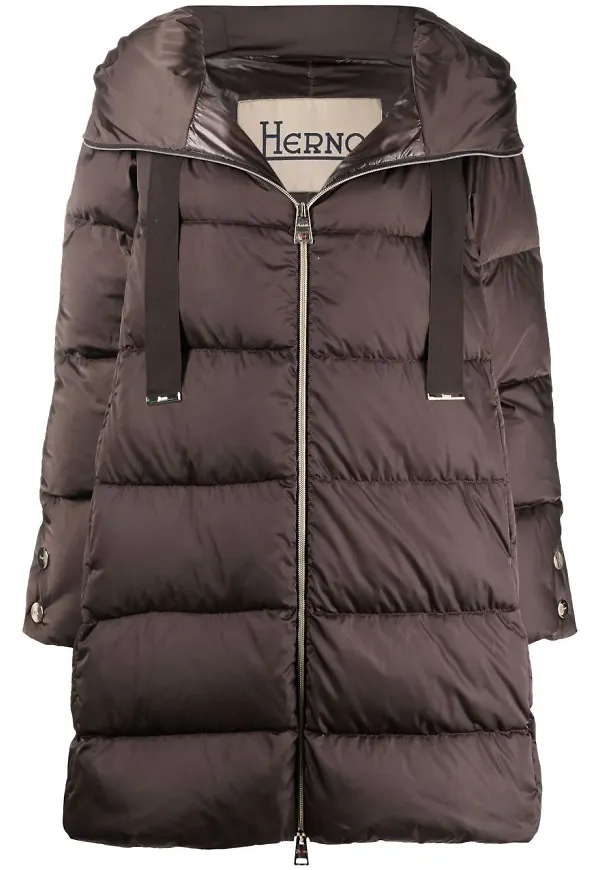 Herno quiltad kappa med huva - Brun