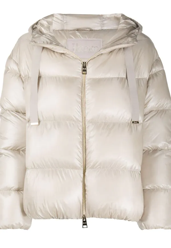 Herno quiltad puffjacka med huva - Neutral