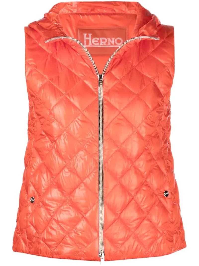 Herno quiltad väst med dragkedja - Orange