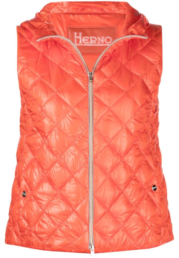 Herno quiltad väst med dragkedja - Orange
