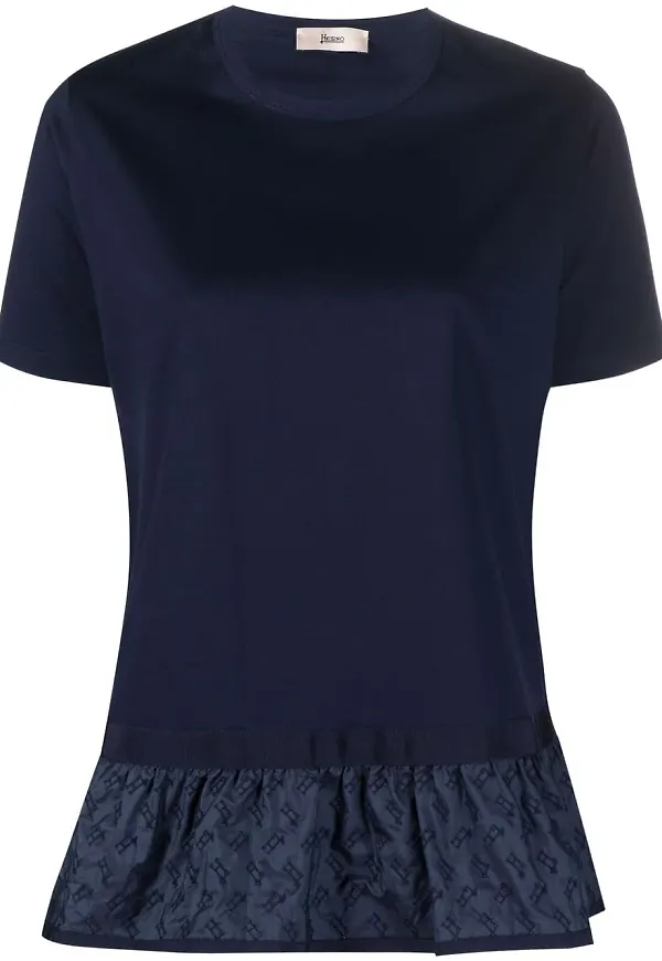 Herno t-shirt med volangfåll - Blå
