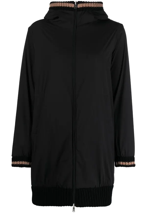 Herno vändbar cardigan med huva - Svart
