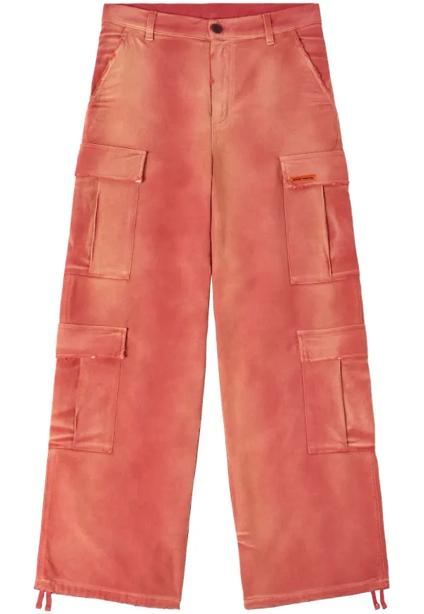 Heron Preston hotpants med sliten effekt - Röd