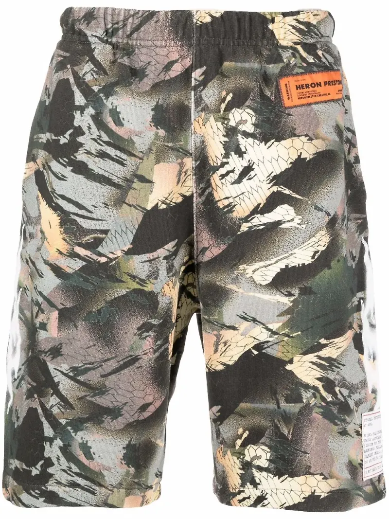 Heron Preston kamouflagemönstrade mjukisshorts - Grön