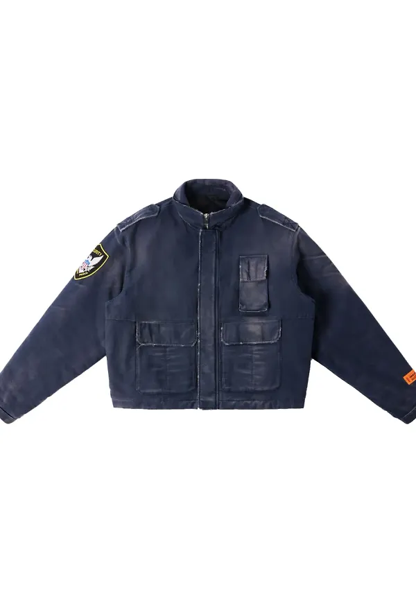 Heron Preston pilotjacka med sliten effekt - Blå