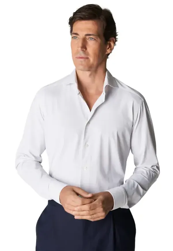 Herringbone-mönstrad Skjorta Med Fyrvägsstretch Slim Fit