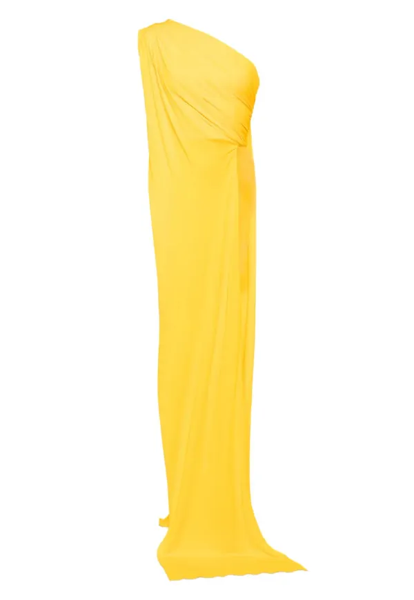 Herve L. Leroux enaxlad draperad topp - Gul