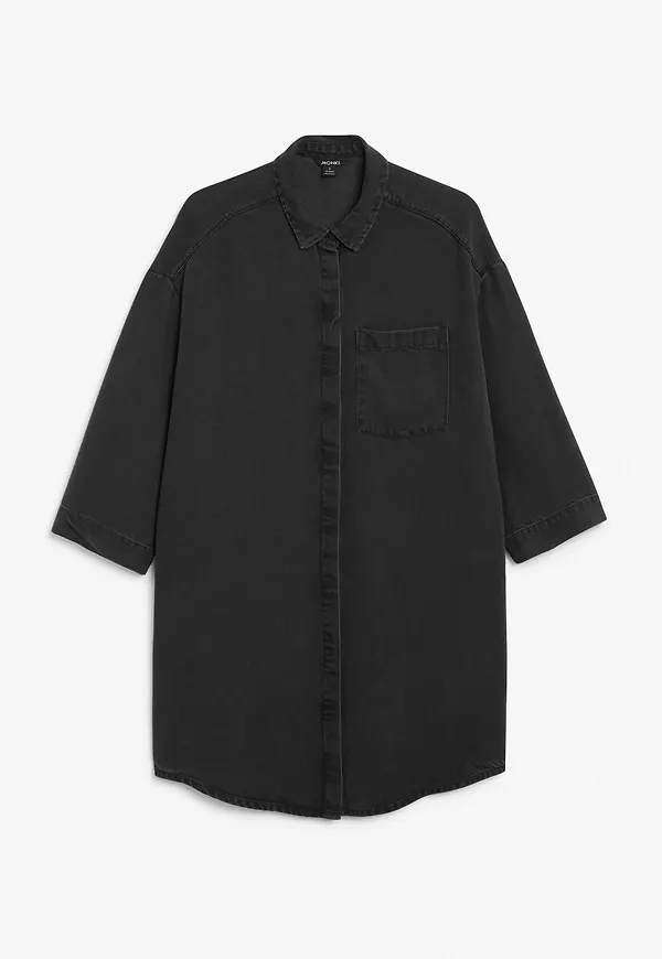 Hidden-button shirt dress - Black