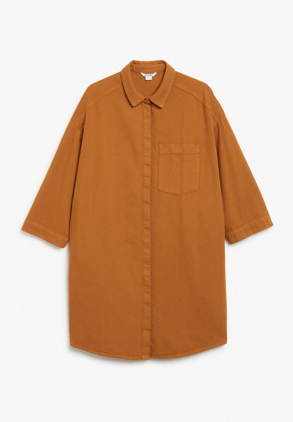 Hidden-button shirt dress - Orange