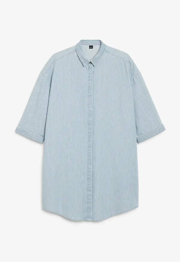 Hidden button shirt dress - Blue