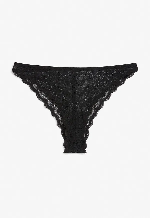 High-cut lace briefs - Black