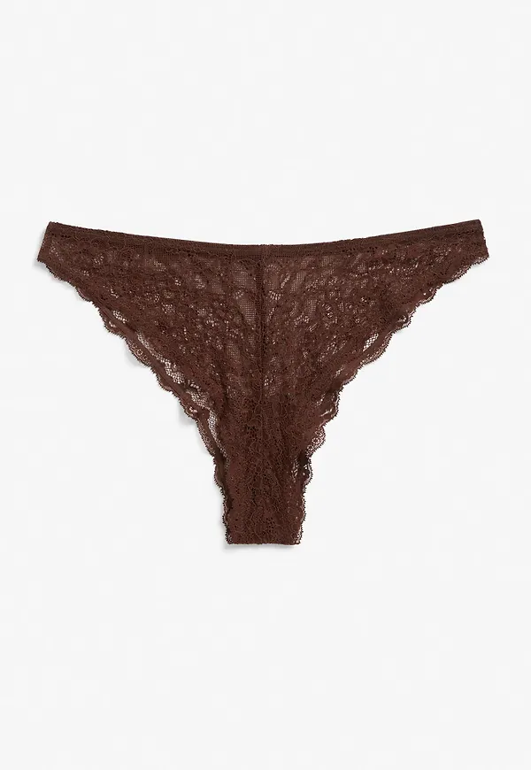 High-cut lace briefs - Brown