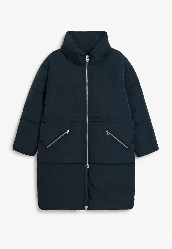 High-neck puffer coat - Blue