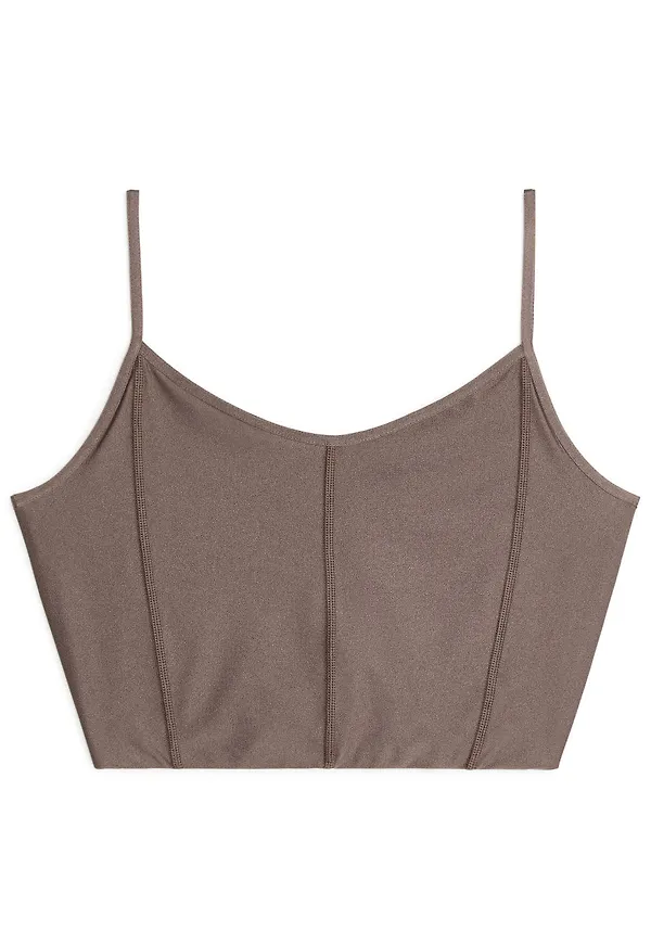 High-Shine Cropped Top - Beige
