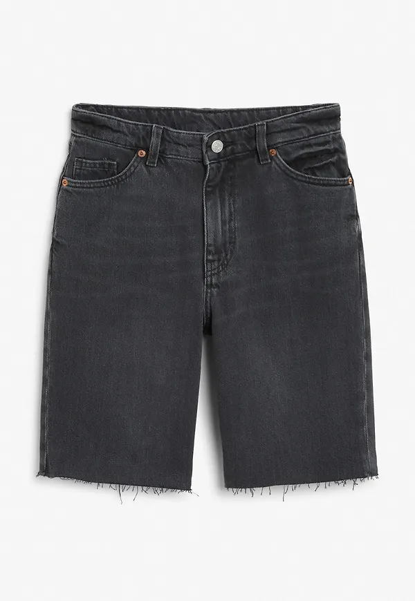 High-waist denim shorts - Black