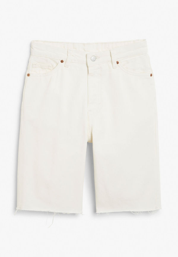 High-waist denim shorts - White
