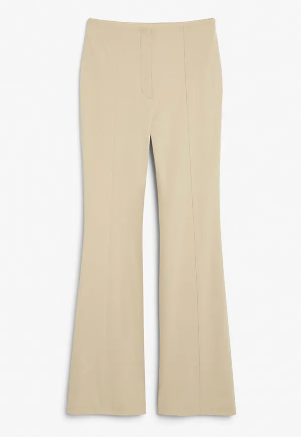 High-waist flared trousers - Beige