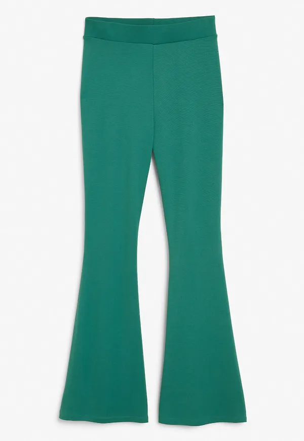 High-waist flared trousers - Green