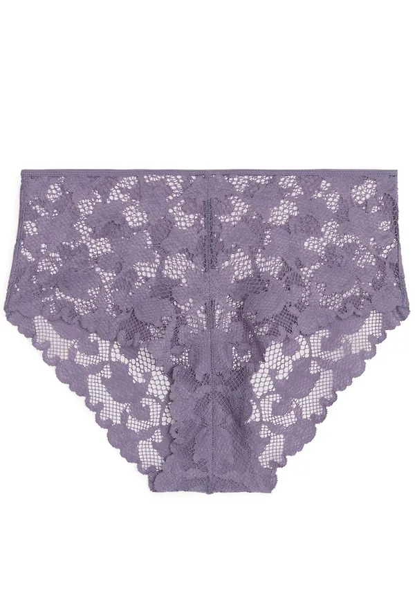 High-Waist Lace Briefs - Purple