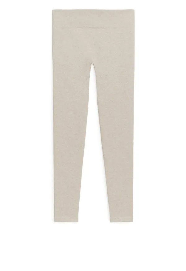 High-Waist Seamless Leggings - Beige