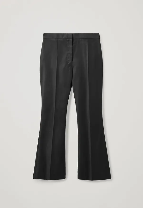 HIGH-WAISTED WOOL FLARED TROUSERS