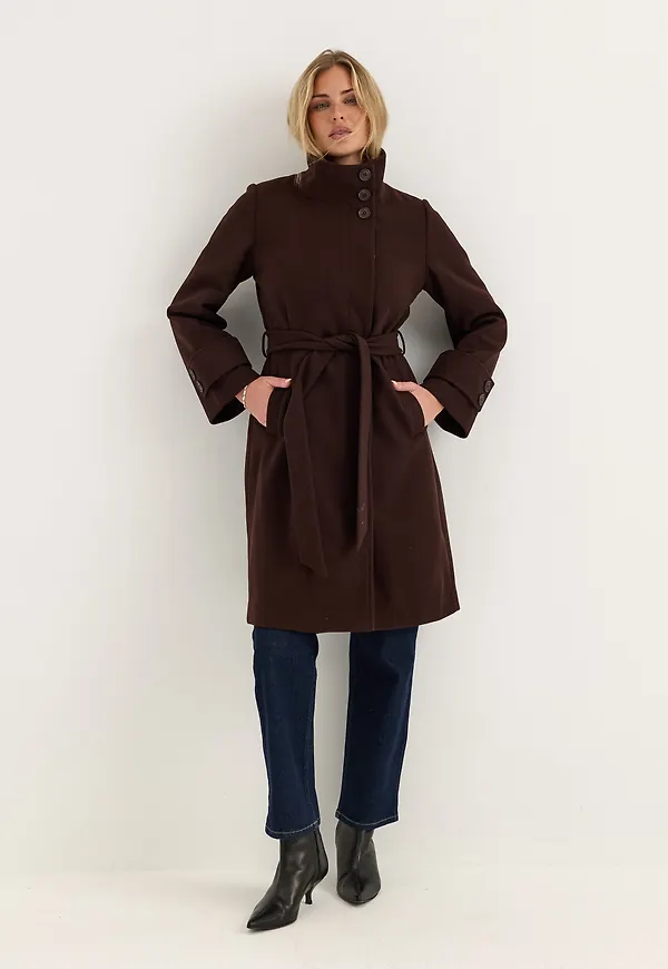 High Neck Midi Coat