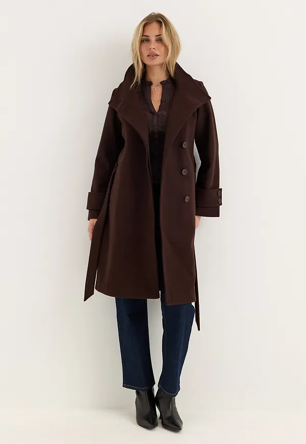 High Neck Midi Coat