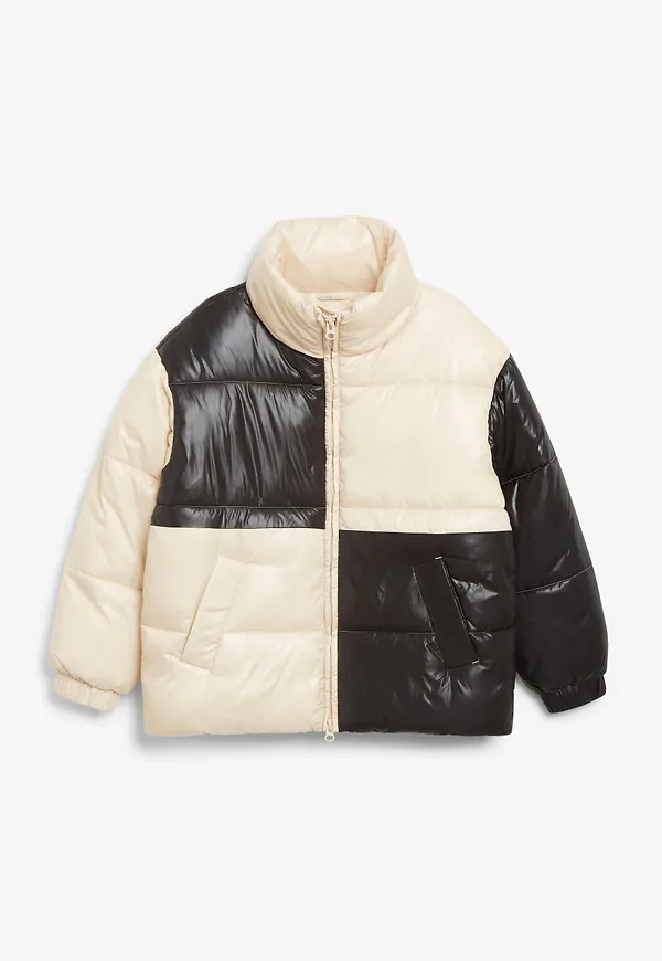 High neck puffer jacket - Beige