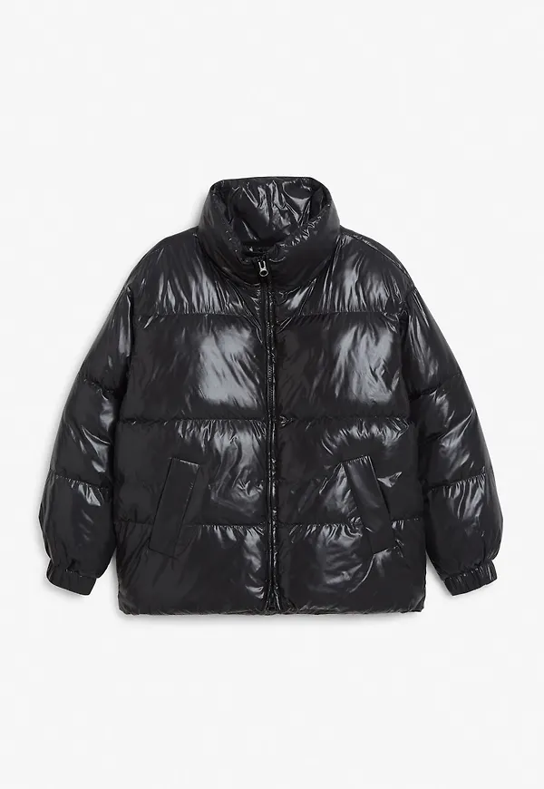 High neck puffer jacket - Black
