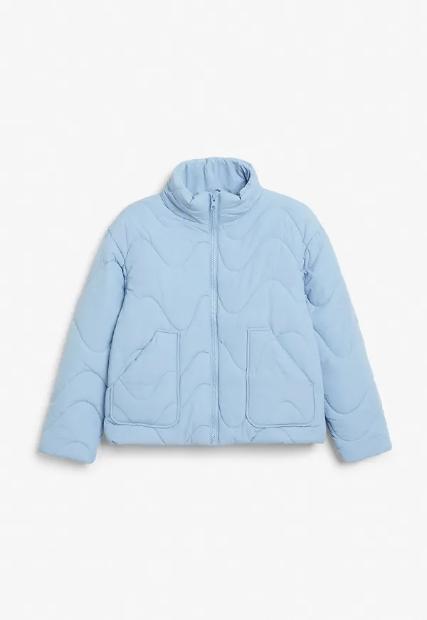 High neck quilt jacket - Blue