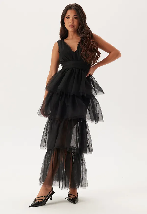 High Slit Tulle Maxi Dress