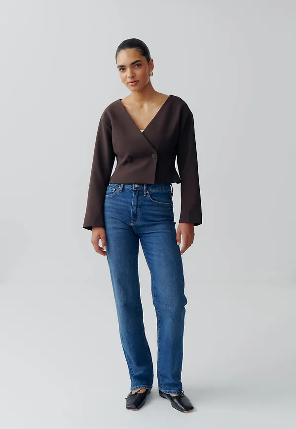Gina Tricot - High straight jeans - highwaist jeans - Blå - 32 - Dam