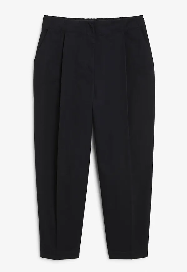 High waist cotton trousers - Black