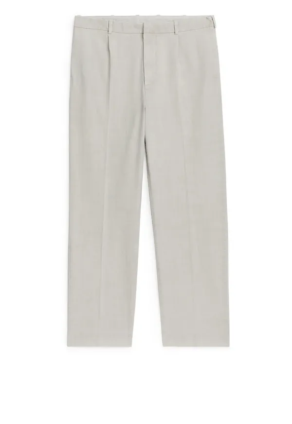 High Waist Cotton Trousers - Grey