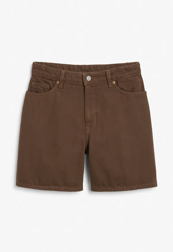 High waist denim shorts - Beige