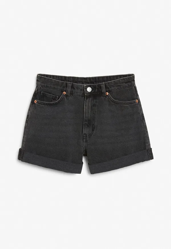 High waist denim shorts - Black