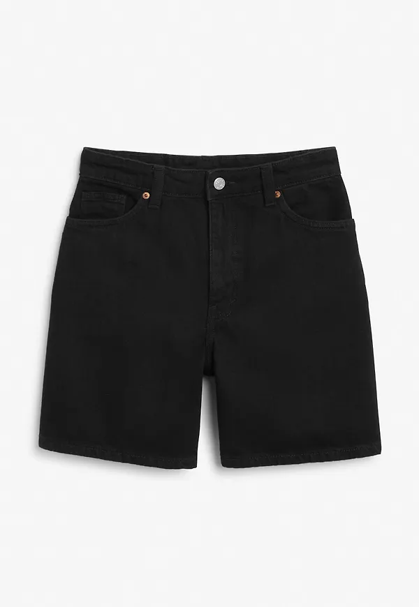 High waist denim shorts - Black
