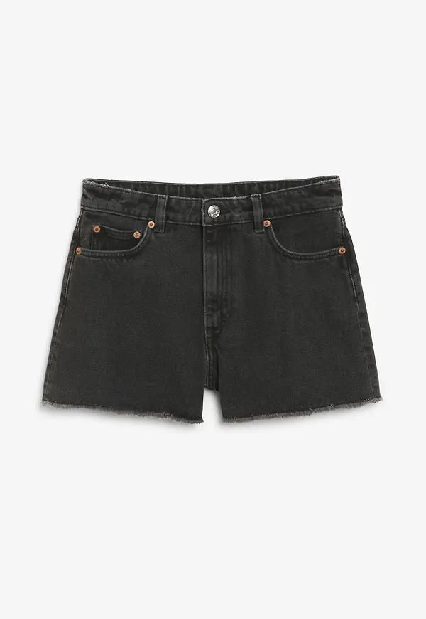 High waist denim shorts - Black