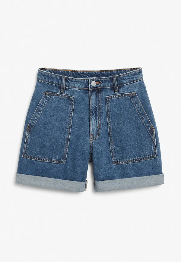 High waist denim shorts - Blue