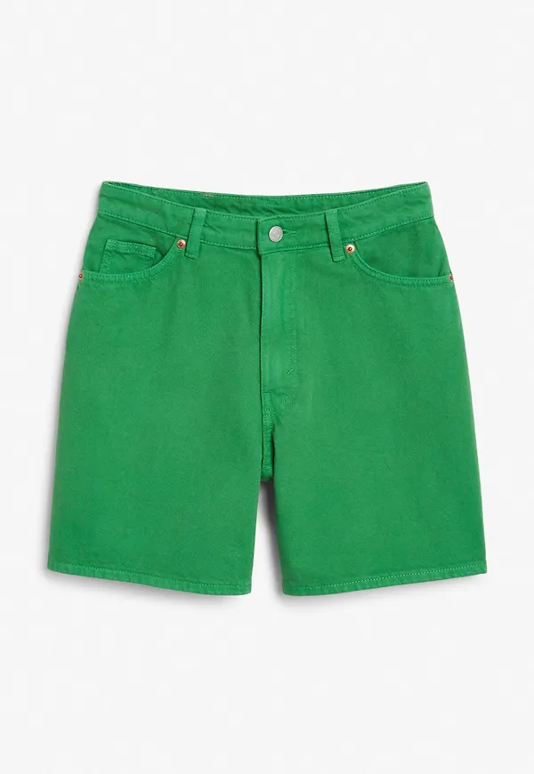 High waist denim shorts - Green