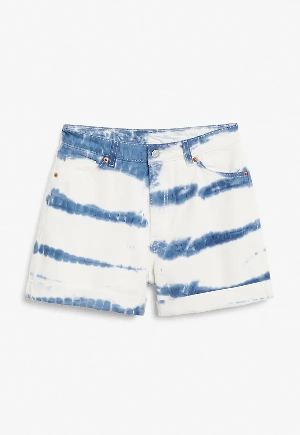 High waist denim shorts - White