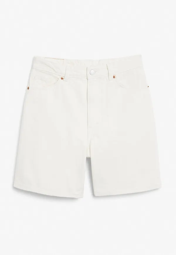 High waist denim shorts - White