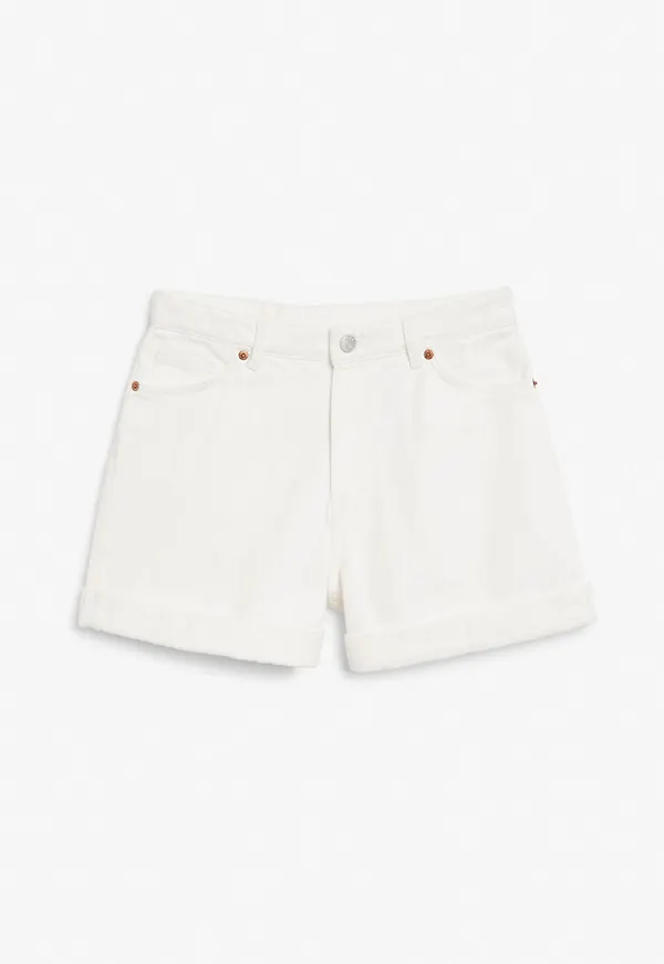 High waist denim shorts - White