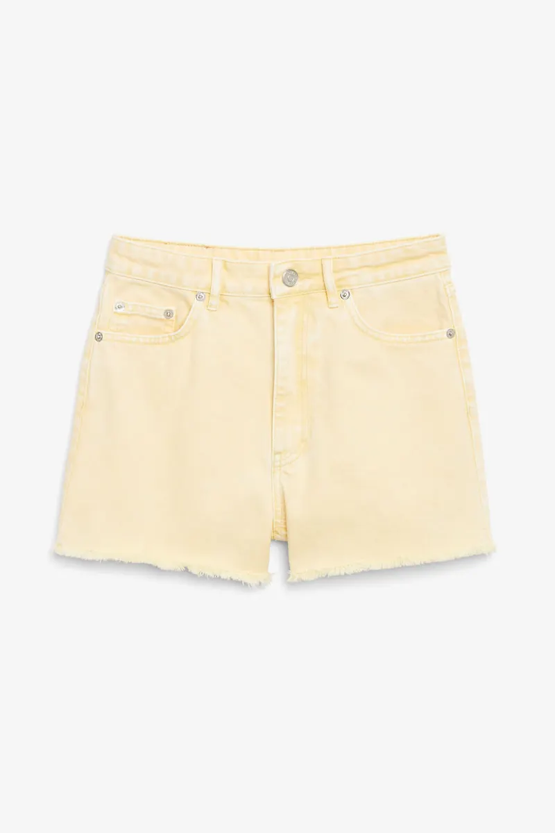 High waist denim shorts - Yellow